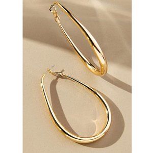 New~ Anthropologie Oblong Gold Hoop Earrings